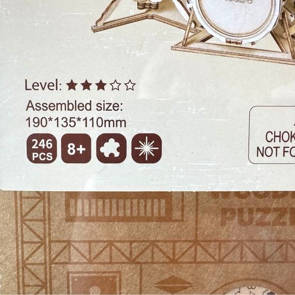 Rolife Drum Kit TG409 3D Wooden Puzzle – 246 PCS – DIY Music Room Model Kit - Picture 2 of 8